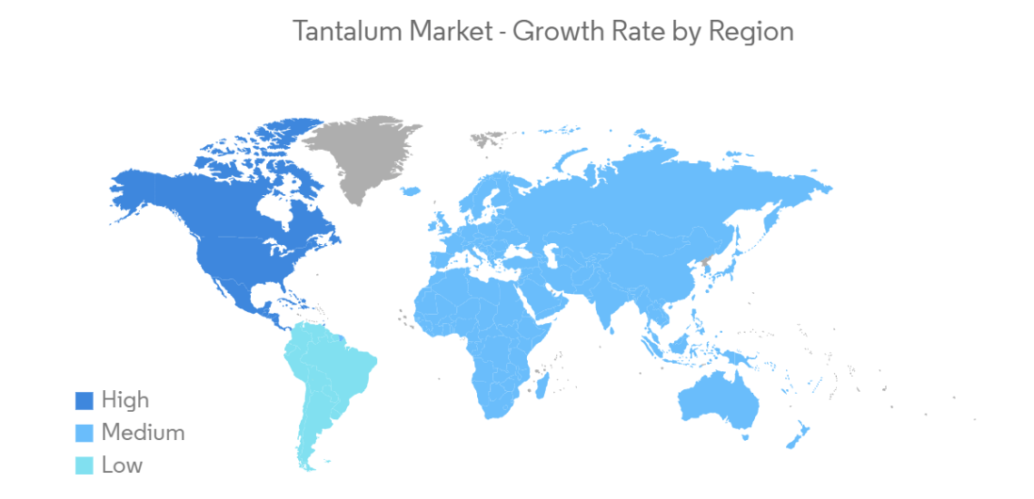 Tantalum Market - Growth Rate by Region, 2022-2027